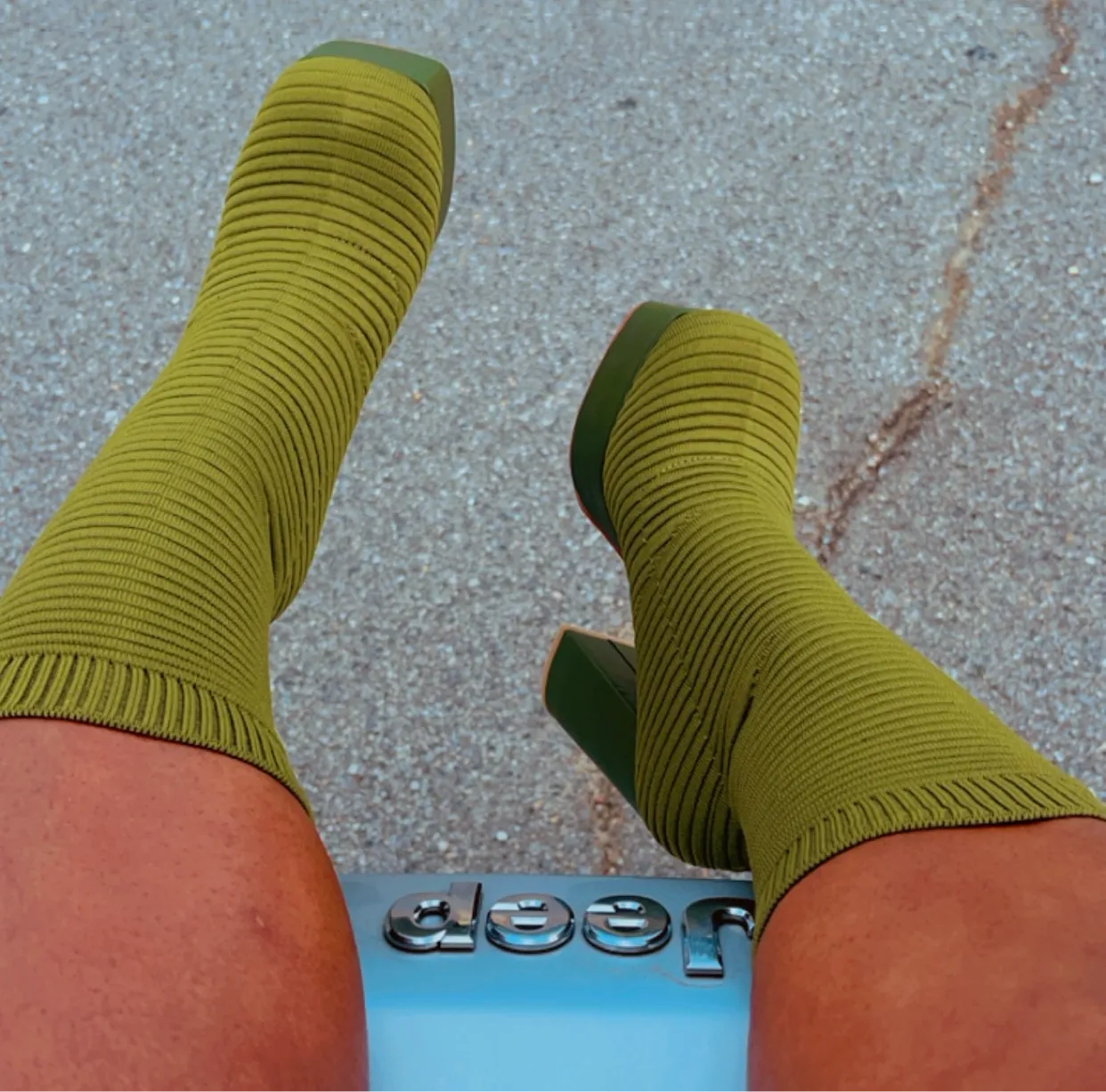 $25 SALE - Single Stack Cherry On Top Olive Boot