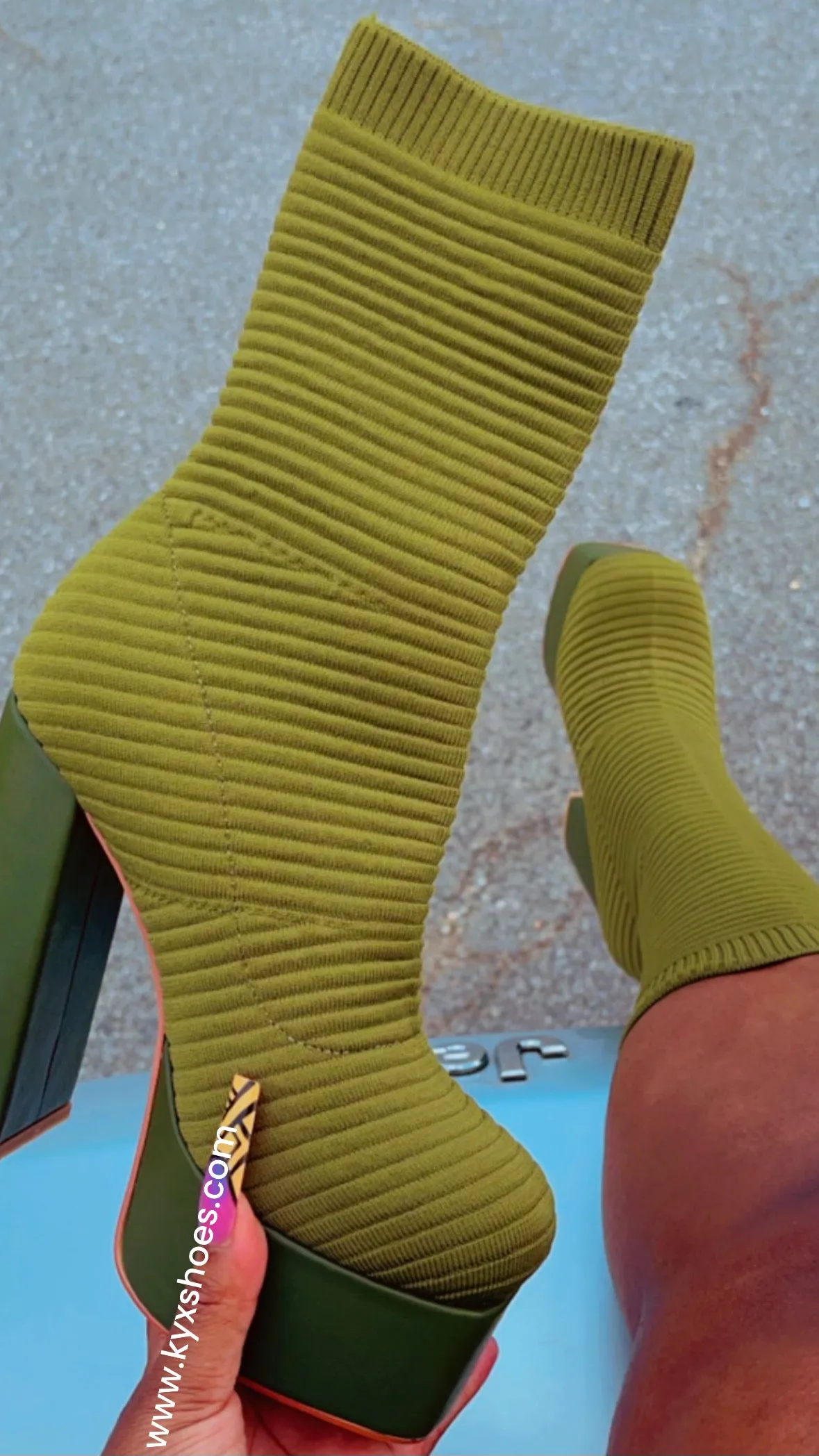 $25 SALE - Single Stack Cherry On Top Olive Boot