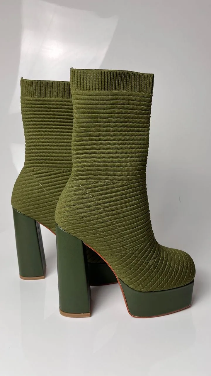 $25 SALE - Single Stack Cherry On Top Olive Boot