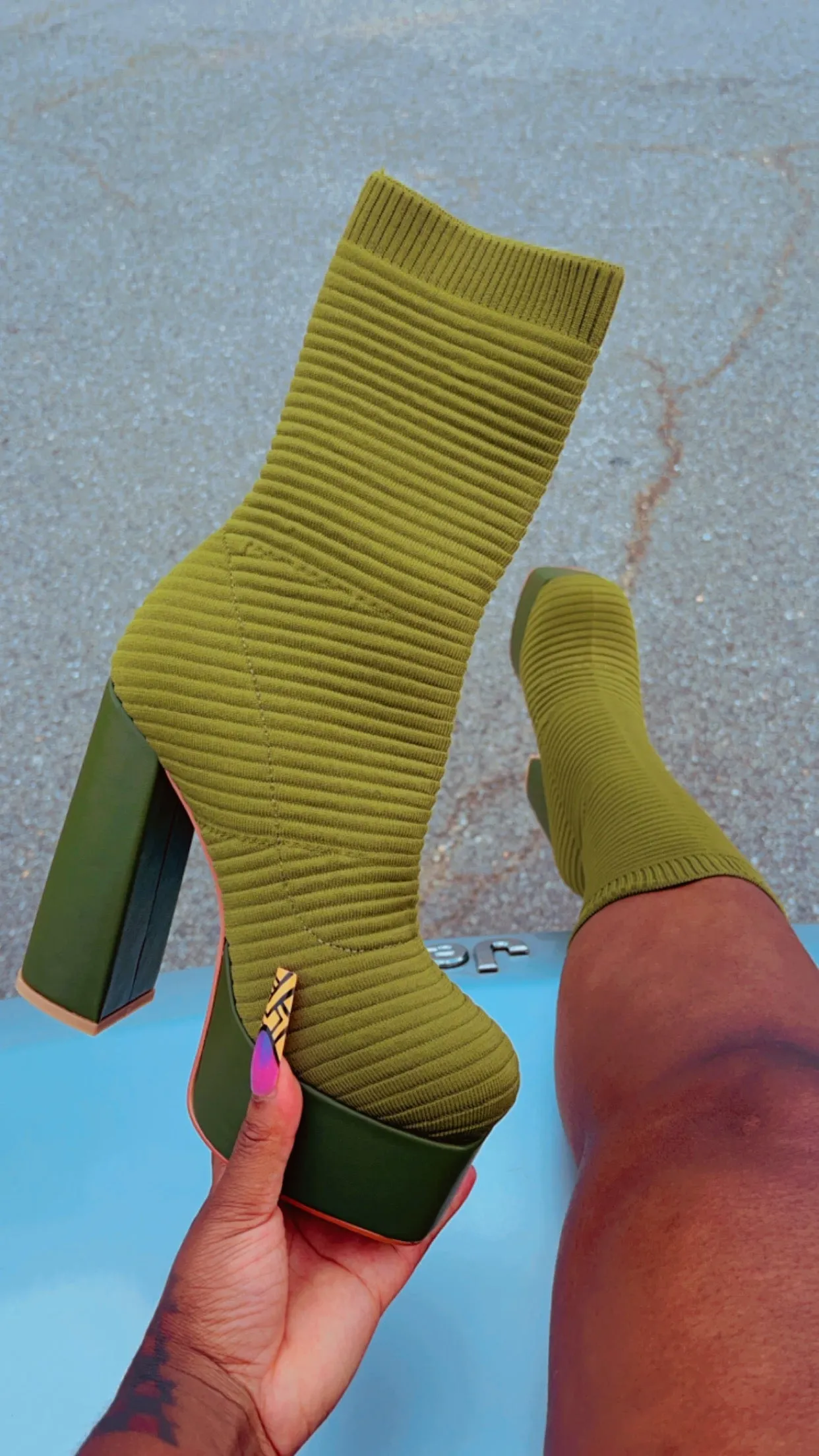 $25 SALE - Single Stack Cherry On Top Olive Boot