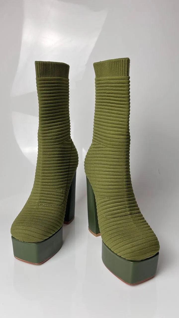 $25 SALE - Single Stack Cherry On Top Olive Boot