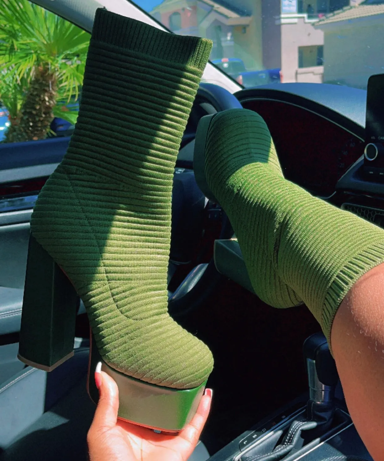 $25 SALE - Single Stack Cherry On Top Olive Boot