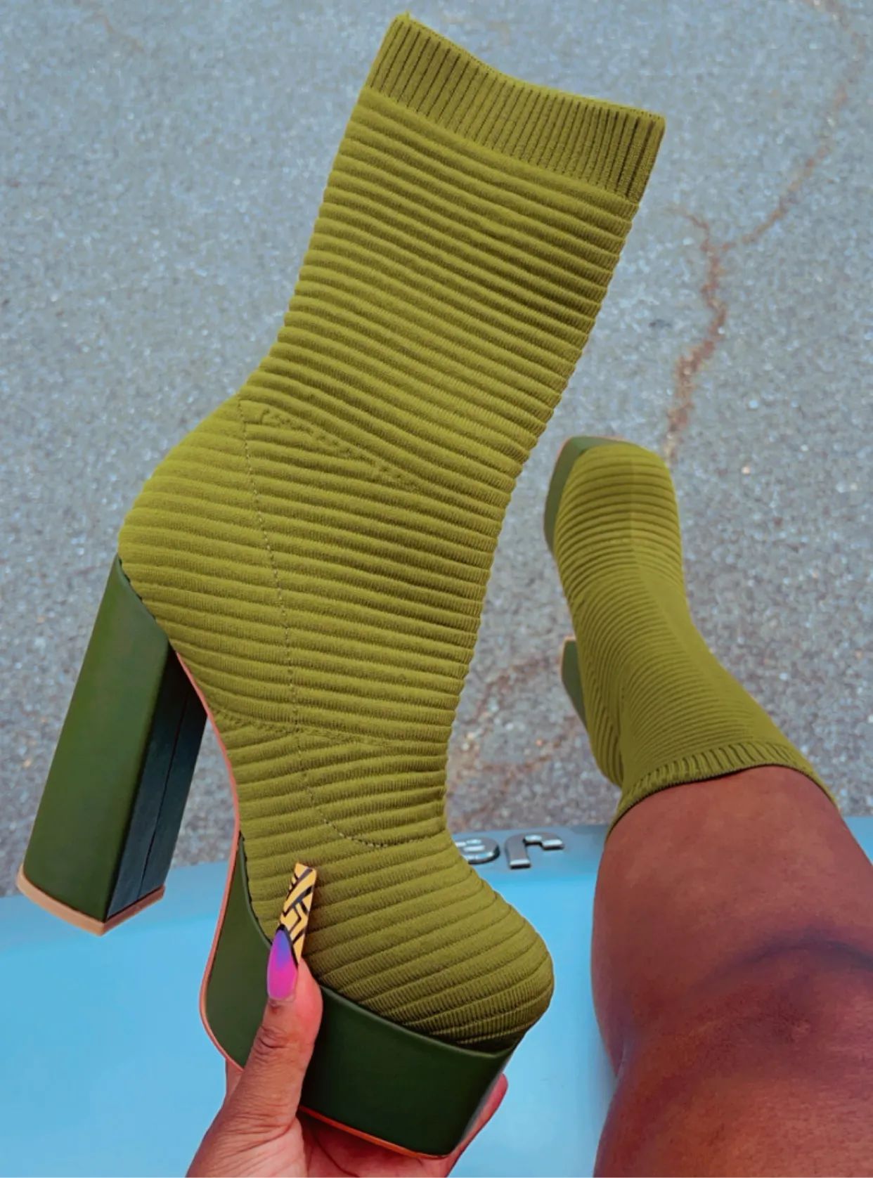 $25 SALE - Single Stack Cherry On Top Olive Boot