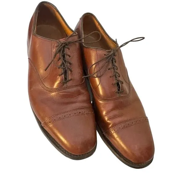 Allen Edmonds Byron Cap-Toe Oxford Dress Shoe Mens Sz. 11.5 C Cognac Leather EC