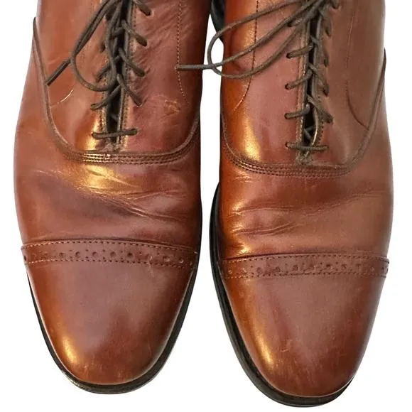 Allen Edmonds Byron Cap-Toe Oxford Dress Shoe Mens Sz. 11.5 C Cognac Leather EC