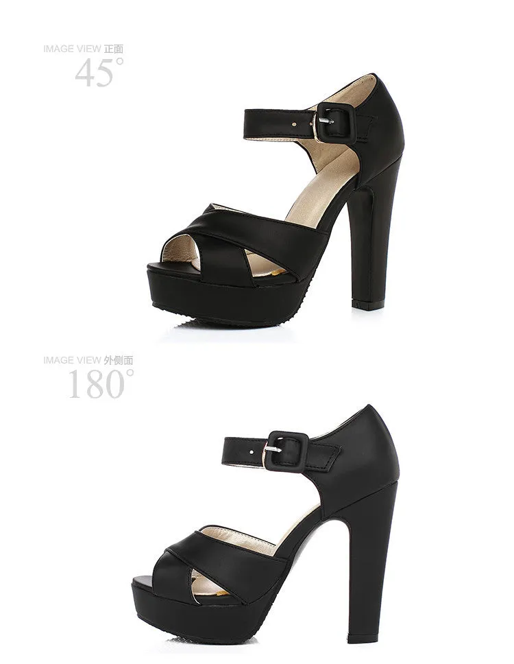 Ankle Strap Platform Sandals High Heels Shoes Woman 2748