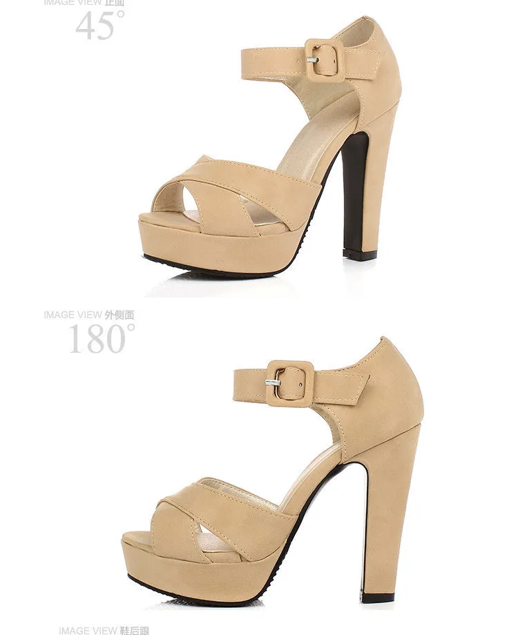 Ankle Strap Platform Sandals High Heels Shoes Woman 2748