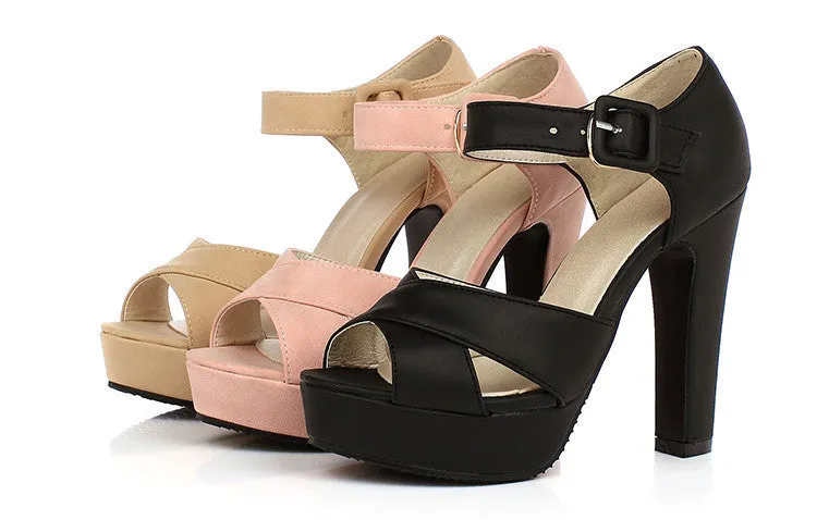 Ankle Strap Platform Sandals High Heels Shoes Woman 2748