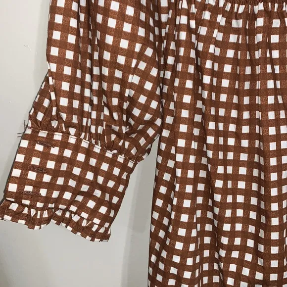 Anthropologie Porridge Penny Brown Gingham Dress