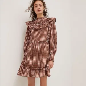 Anthropologie Porridge Penny Brown Gingham Dress