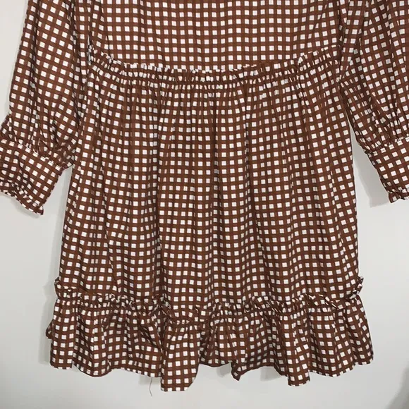Anthropologie Porridge Penny Brown Gingham Dress