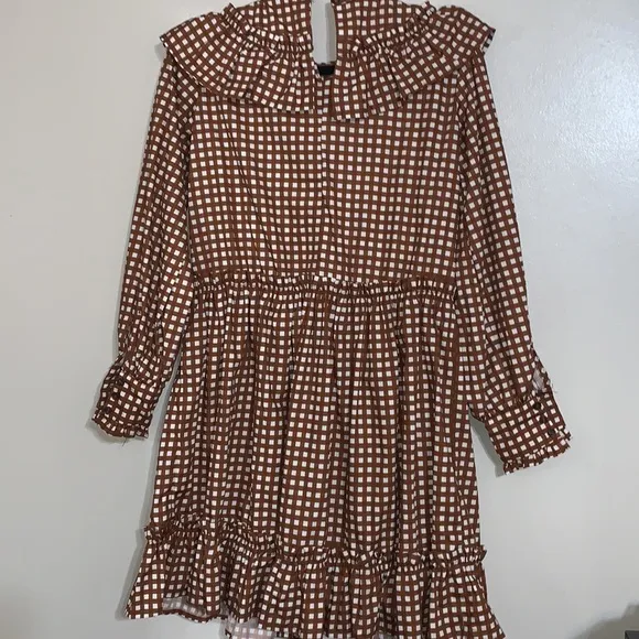 Anthropologie Porridge Penny Brown Gingham Dress