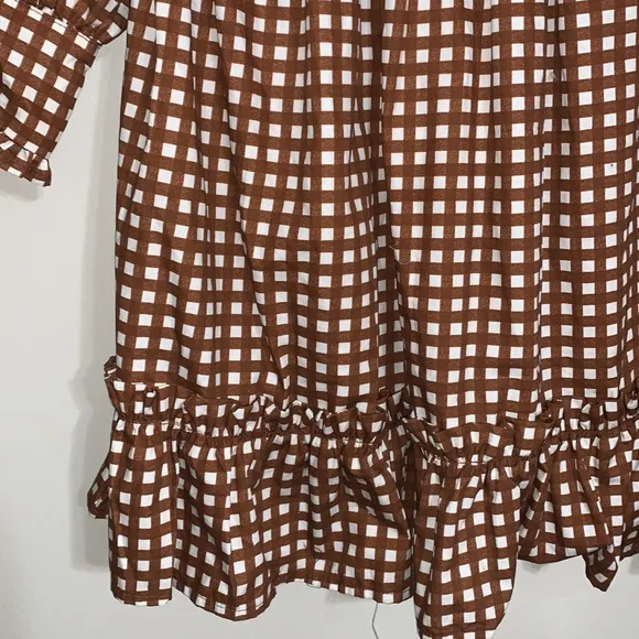 Anthropologie Porridge Penny Brown Gingham Dress