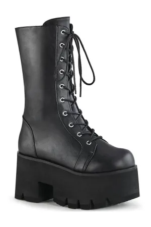 ASHES-105 Knee Boot | Black Faux Leather