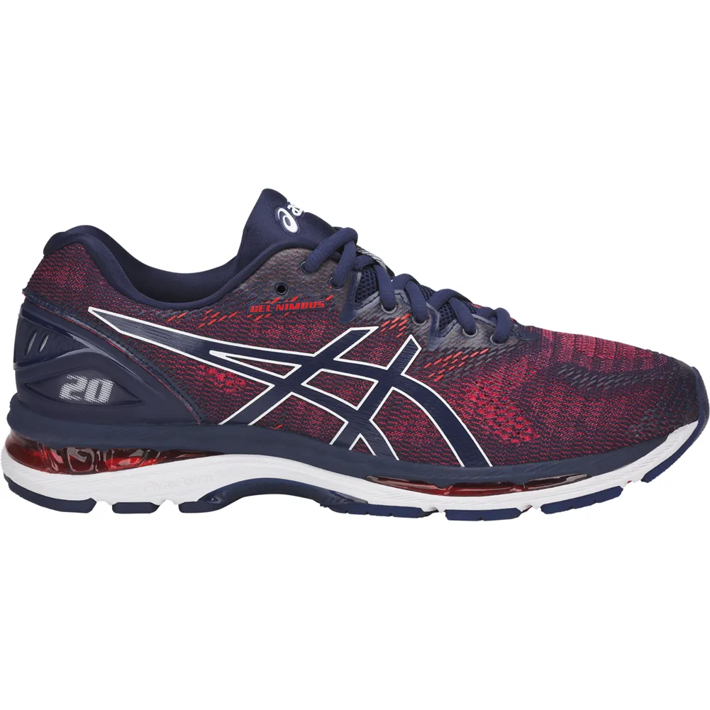 Asics Men's Gel-Nimbus 20 Width D Running Shoes in Indigo Blue/Indigo Blue/Fiery Red