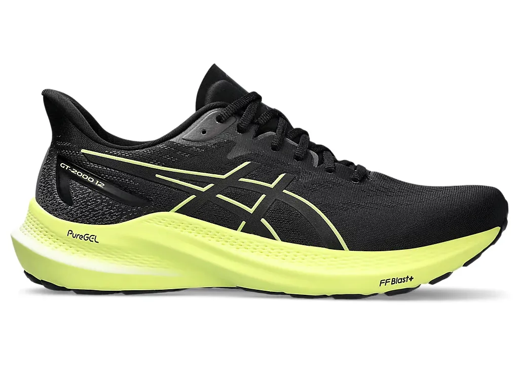 Asics Men's GT-2000 12 Running Shoes in Black/Glow Yellow