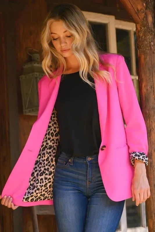 Beauty and Business Leopard Lined Blazer-5 Colors Available