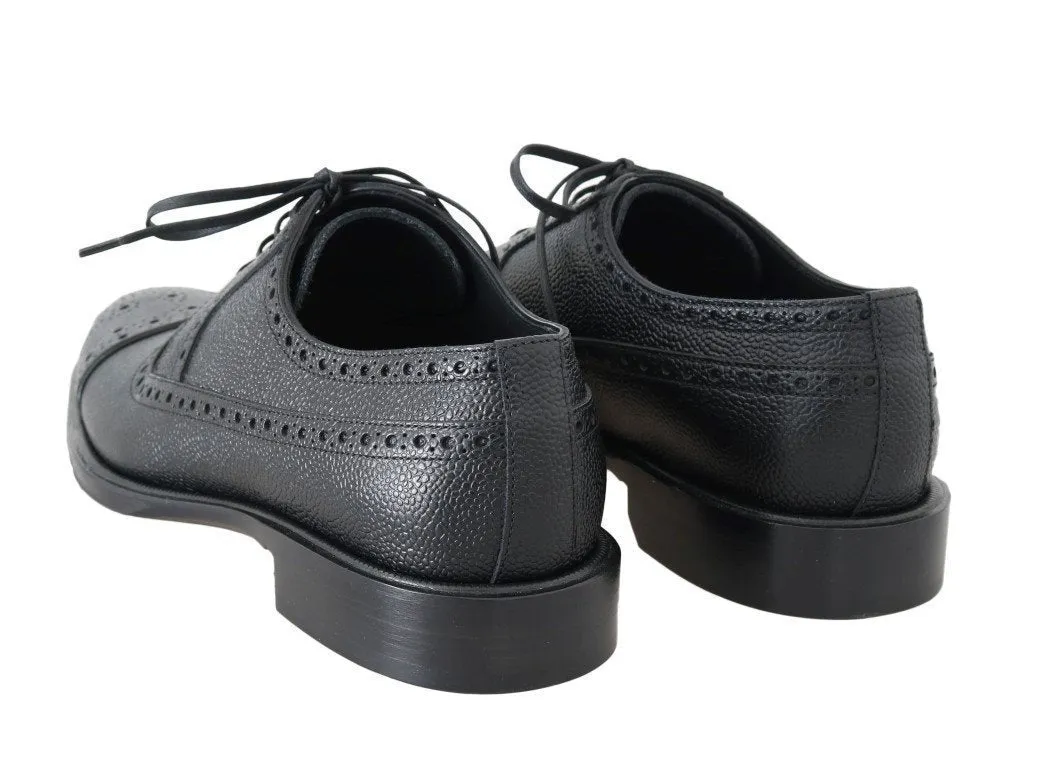Black Leather Dress Oxford Wingtip Shoes