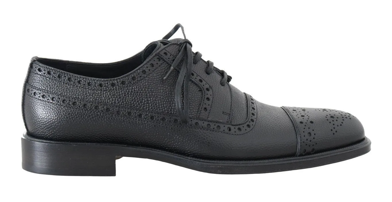 Black Leather Dress Oxford Wingtip Shoes