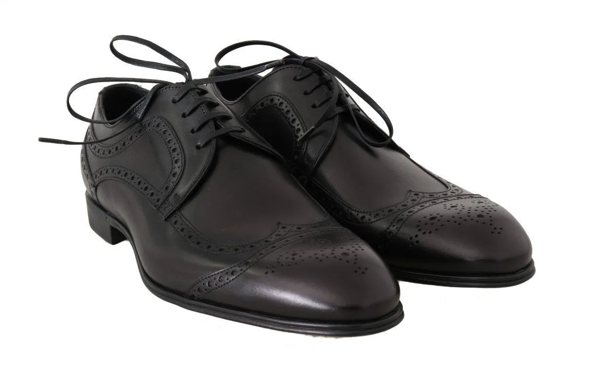 Black Leather Dress Oxford Wingtip Shoes