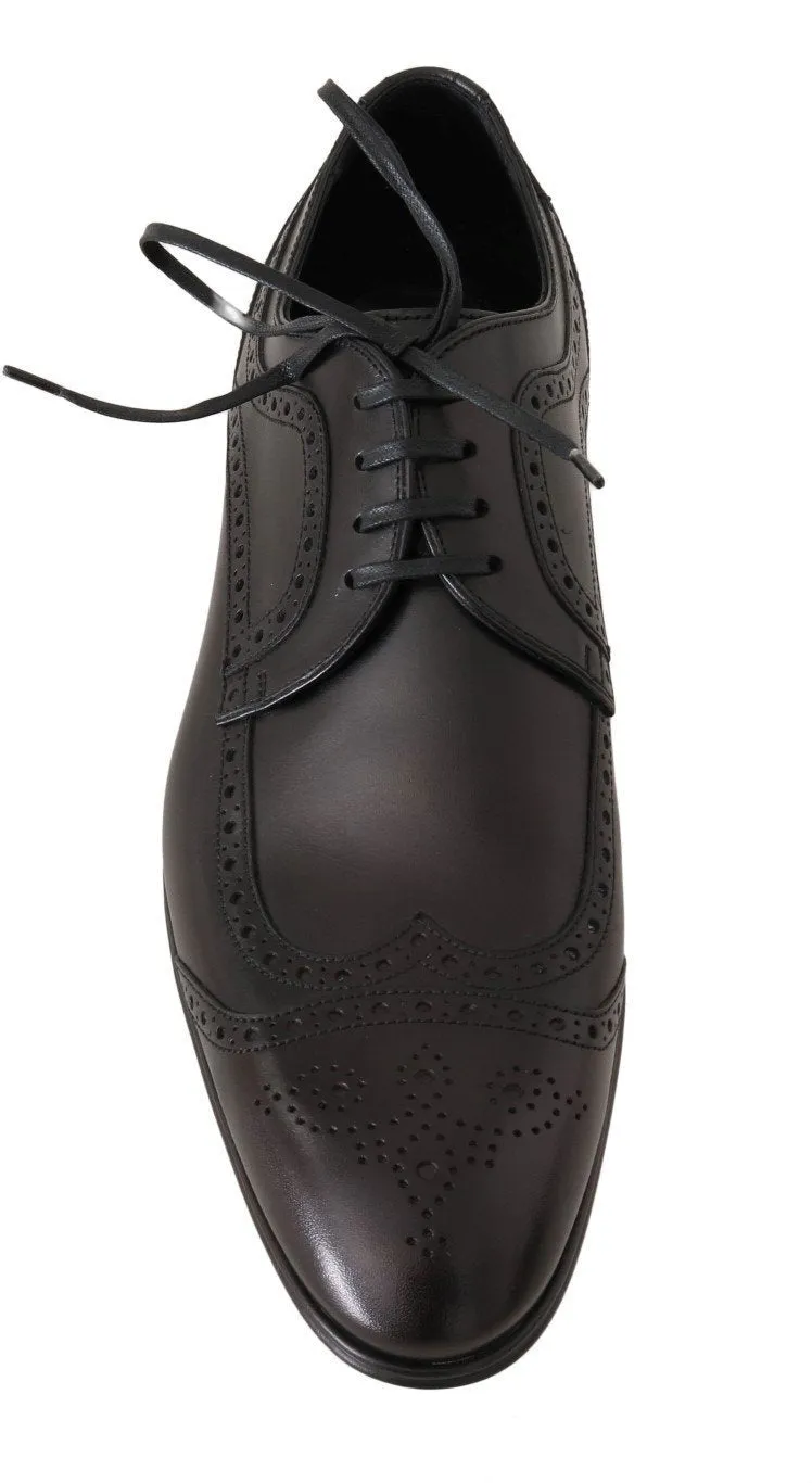Black Leather Dress Oxford Wingtip Shoes