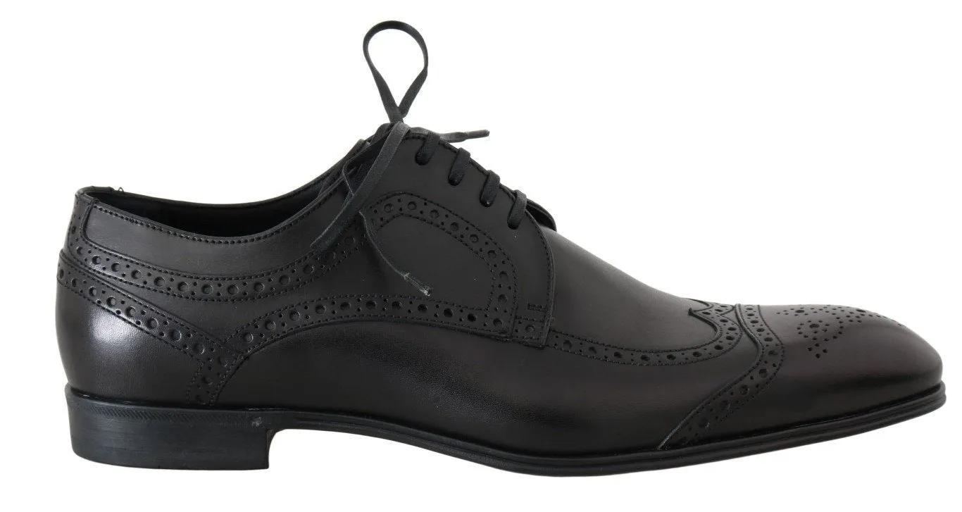 Black Leather Dress Oxford Wingtip Shoes