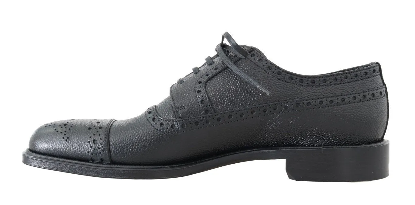 Black Leather Dress Oxford Wingtip Shoes