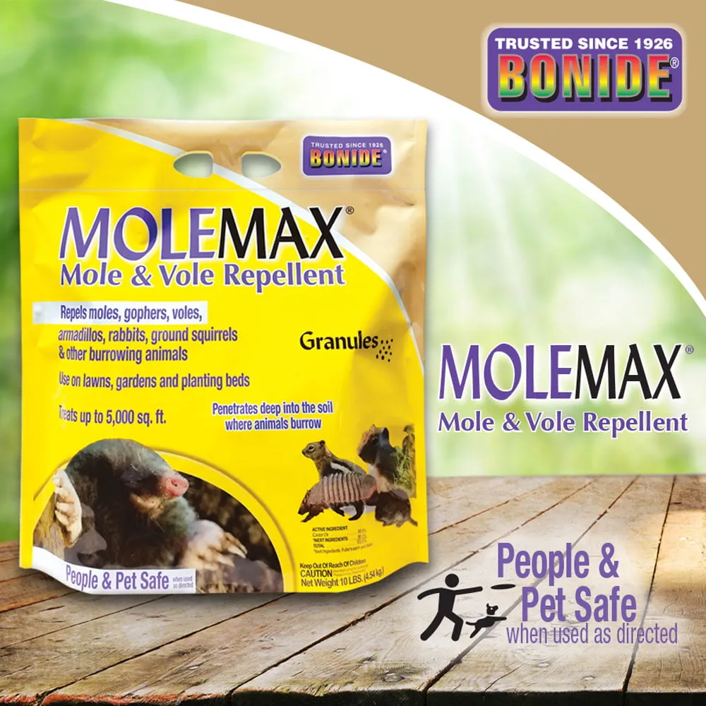 Bonide 692150 Mole Max and Vole Repellent Granules, 10-Pound