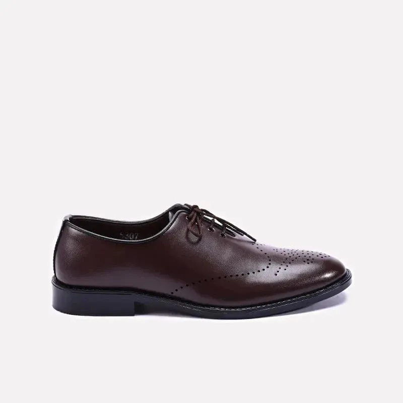 Brown Wingtip Oxford Shoes For Men 0111297