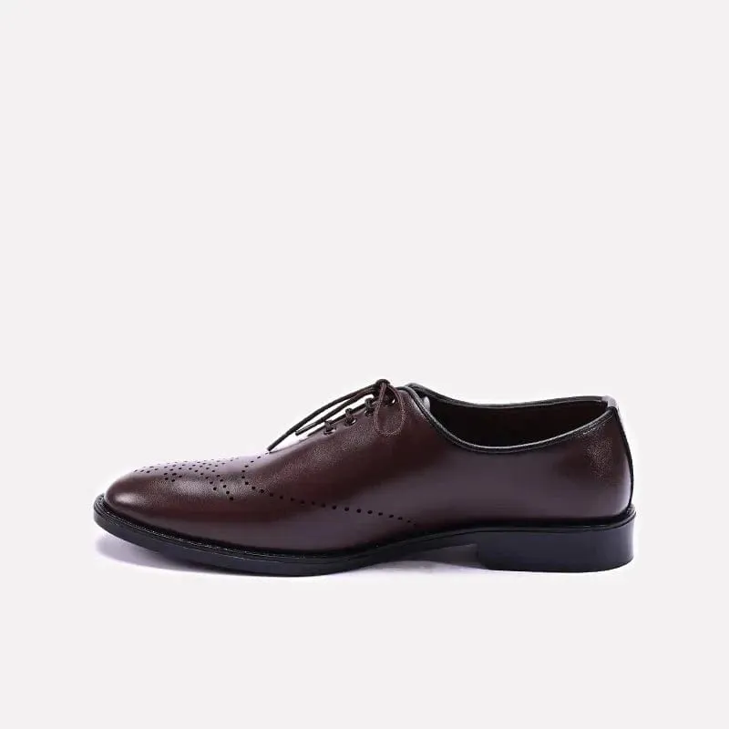 Brown Wingtip Oxford Shoes For Men 0111297
