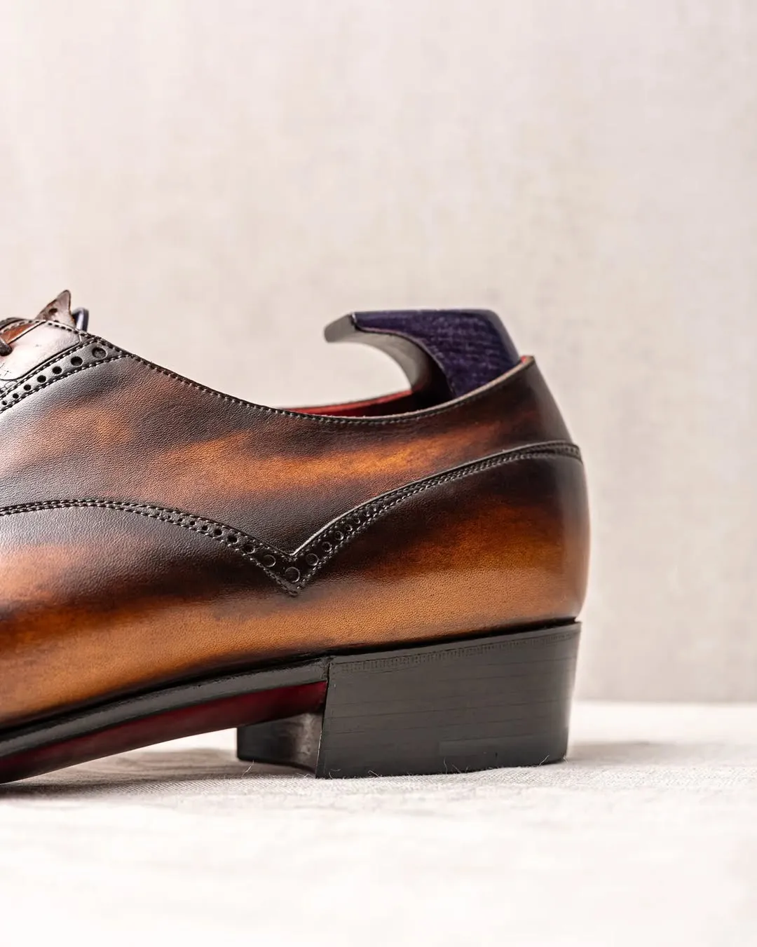 Burnish Dark Brown Leather Wingtip Oxfords Lace Up Formals - Formal Shoes