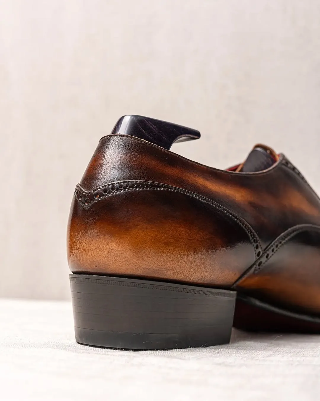 Burnish Dark Brown Leather Wingtip Oxfords Lace Up Formals - Formal Shoes