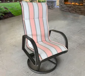 Cabo Sling High Back Dining Swivel Rocker in Cove Cameo Salmon