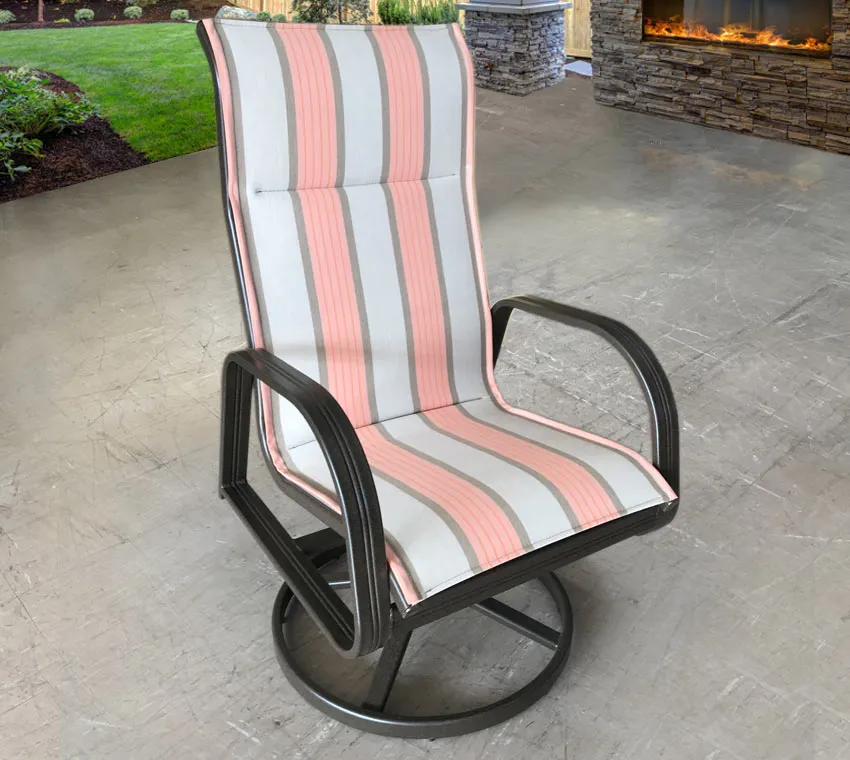 Cabo Sling High Back Dining Swivel Rocker in Cove Cameo Salmon