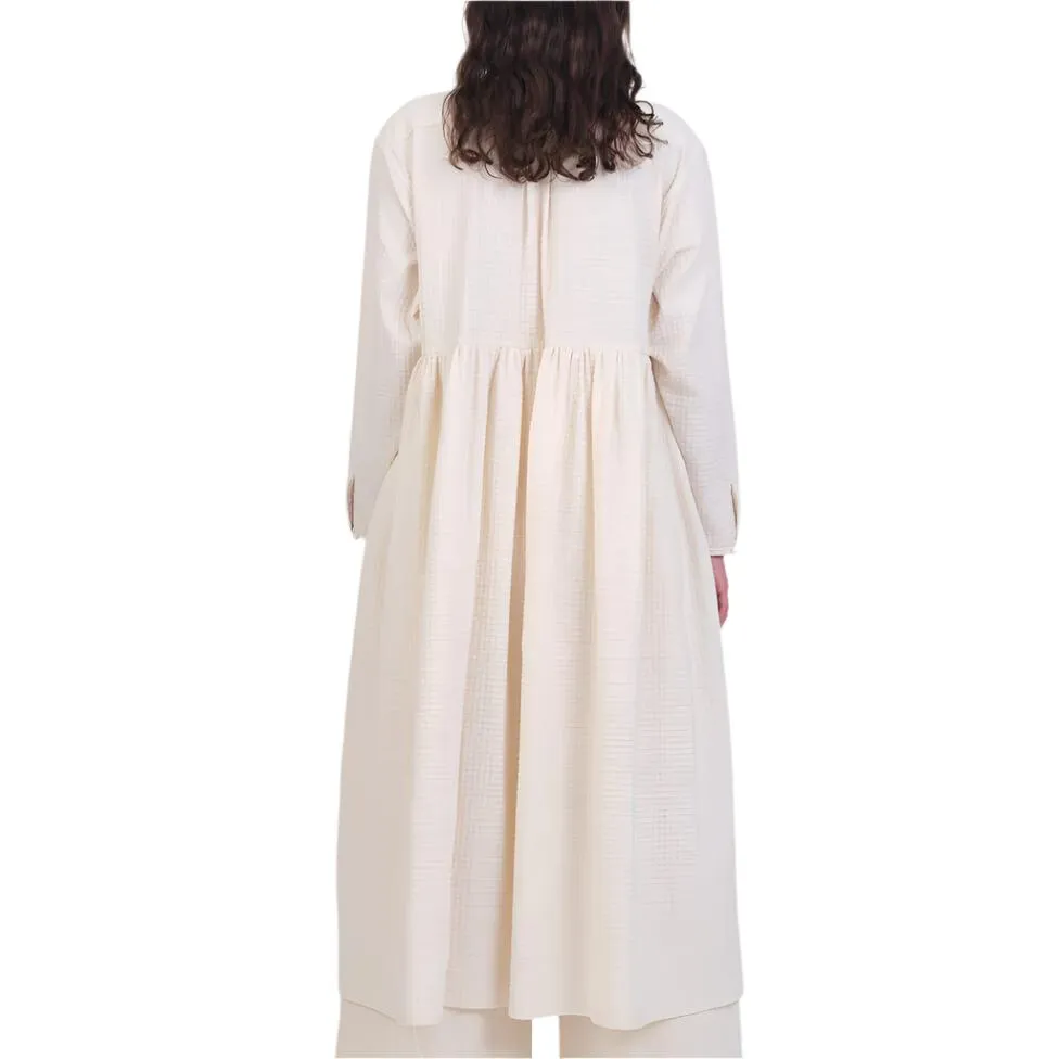 Cawley Studio Japanese Waffle Cotton Penny Dress Ecru