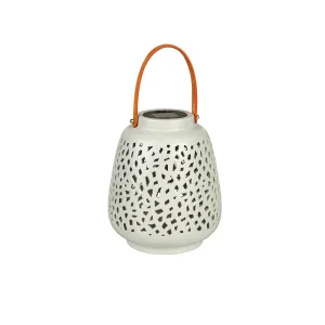 Ceramic Speckled Cut Out Solar Lantern,2sp8233