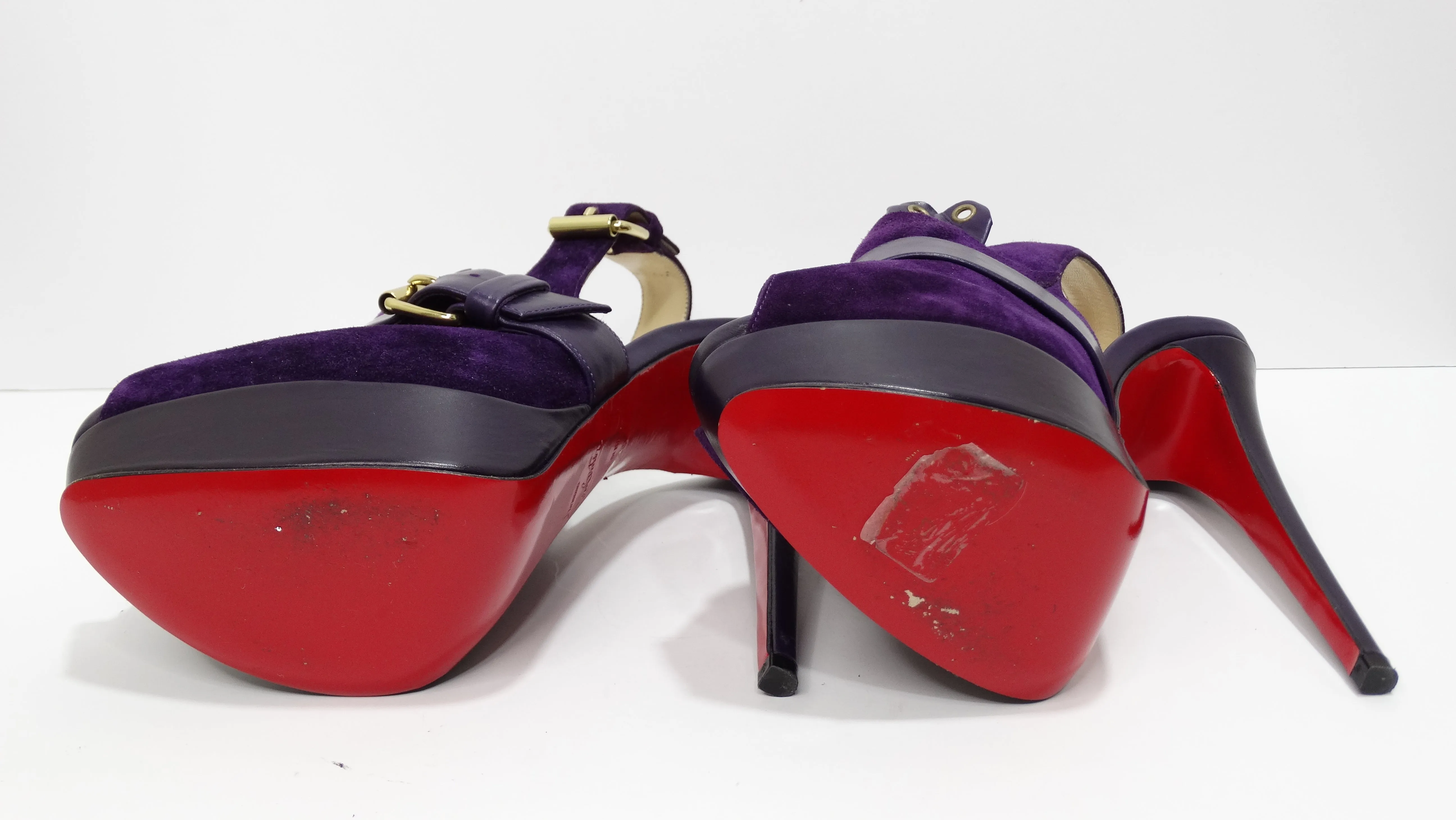 Christian Louboutin Purple Suede Platform Pumps