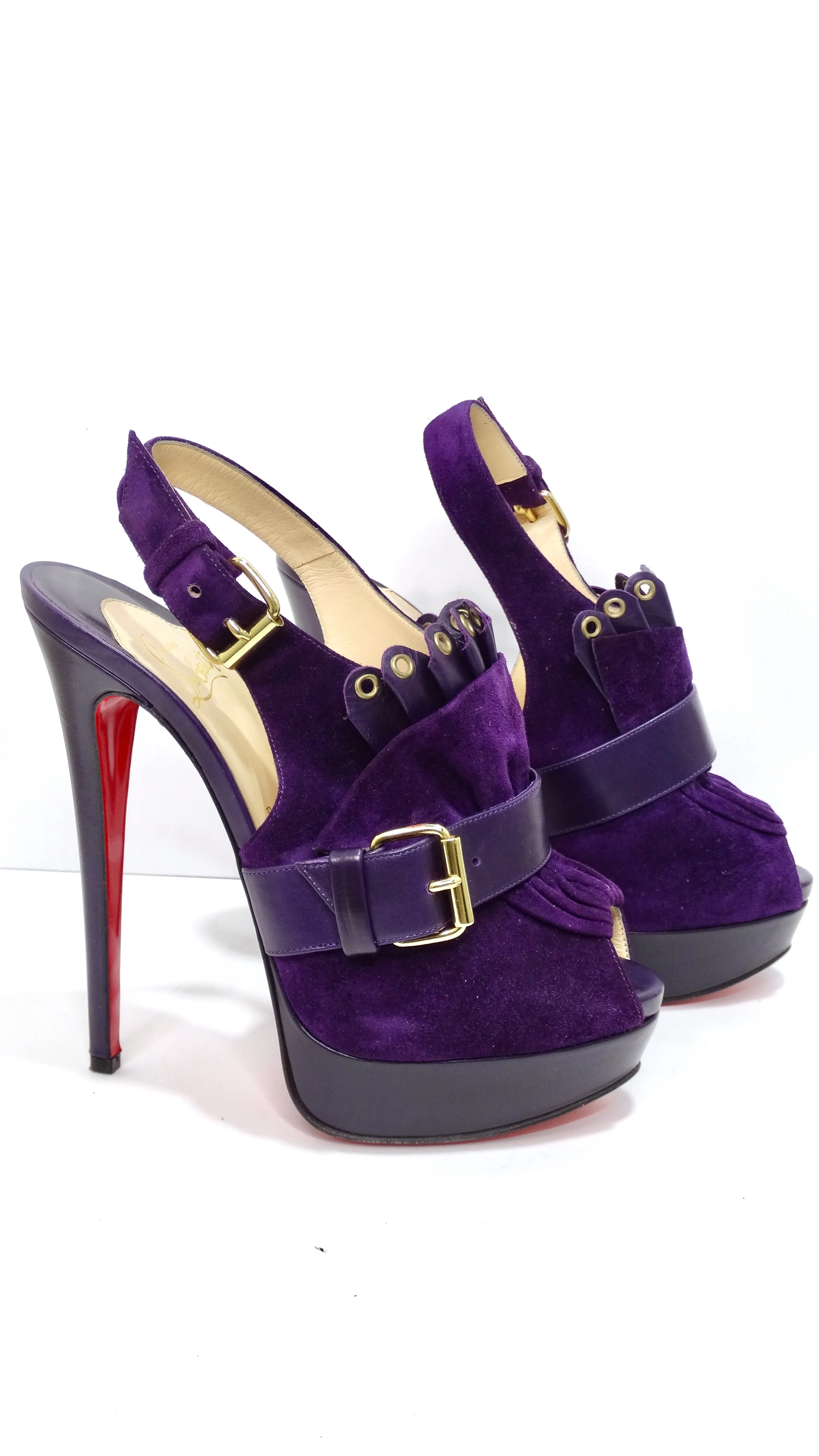 Christian Louboutin Purple Suede Platform Pumps
