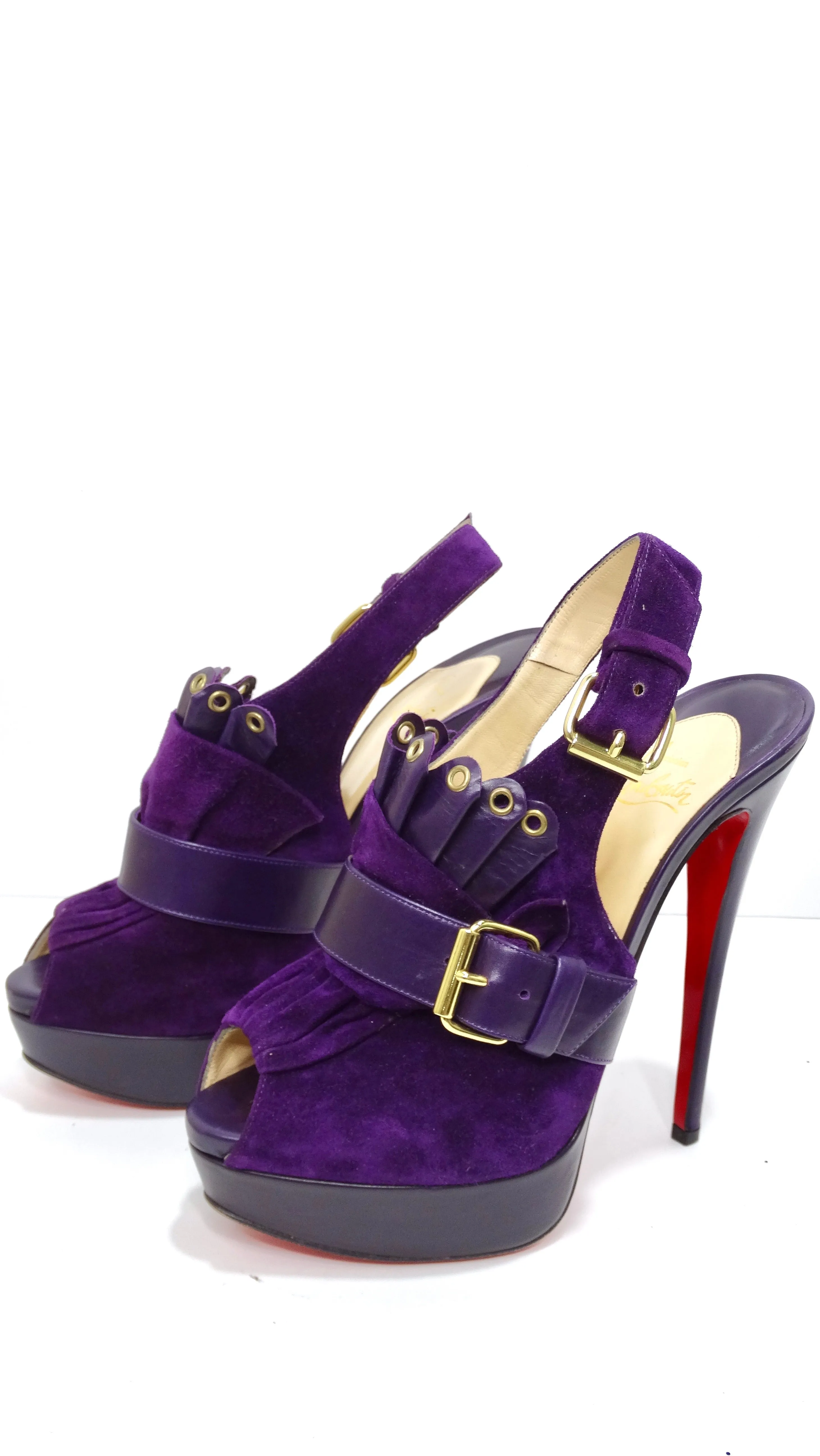 Christian Louboutin Purple Suede Platform Pumps
