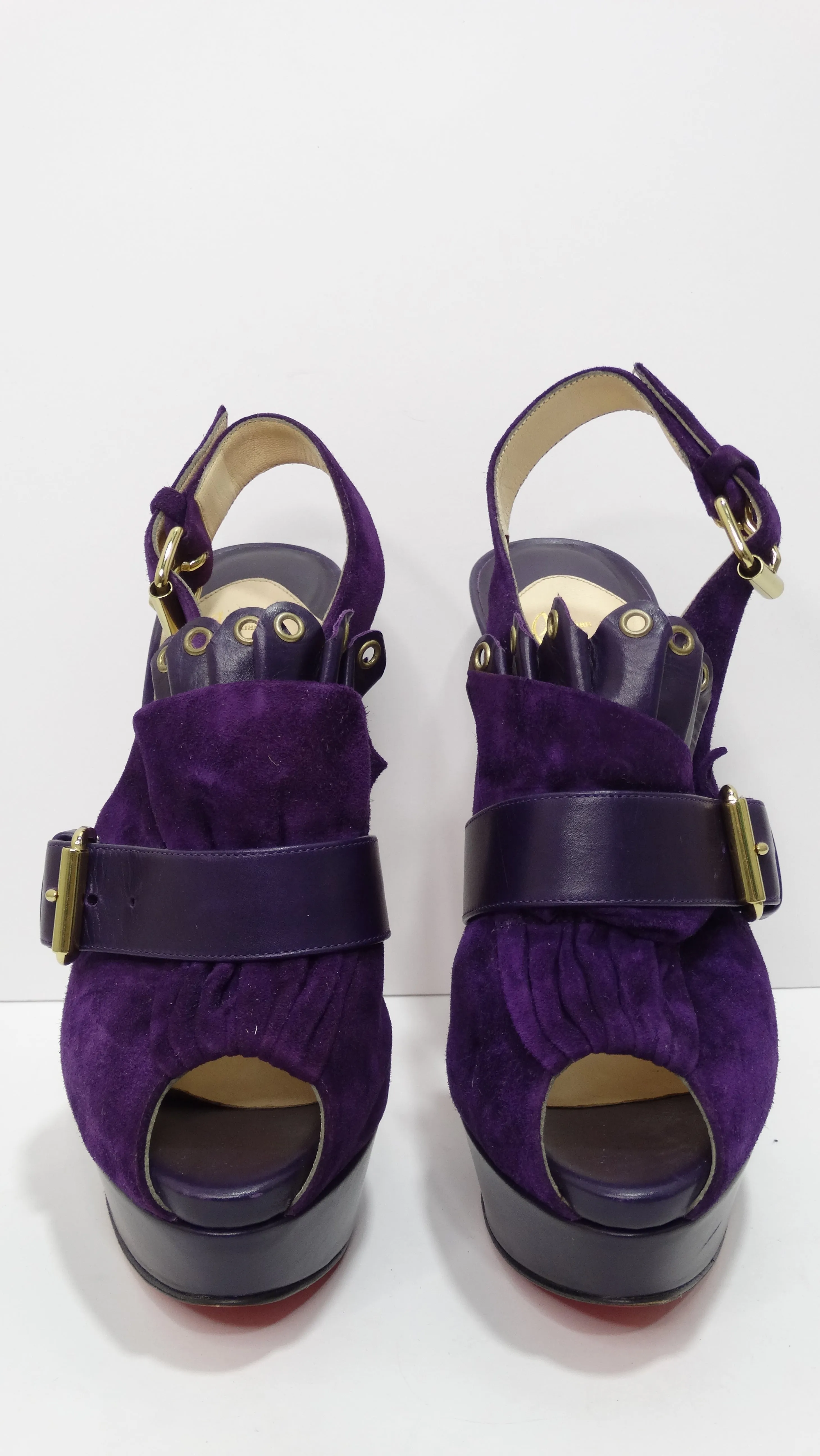 Christian Louboutin Purple Suede Platform Pumps