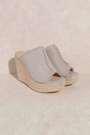 Chunky Canvas Espadrille Wedge Sandal