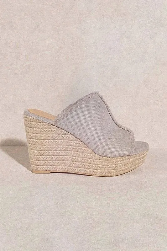 Chunky Canvas Espadrille Wedge Sandal
