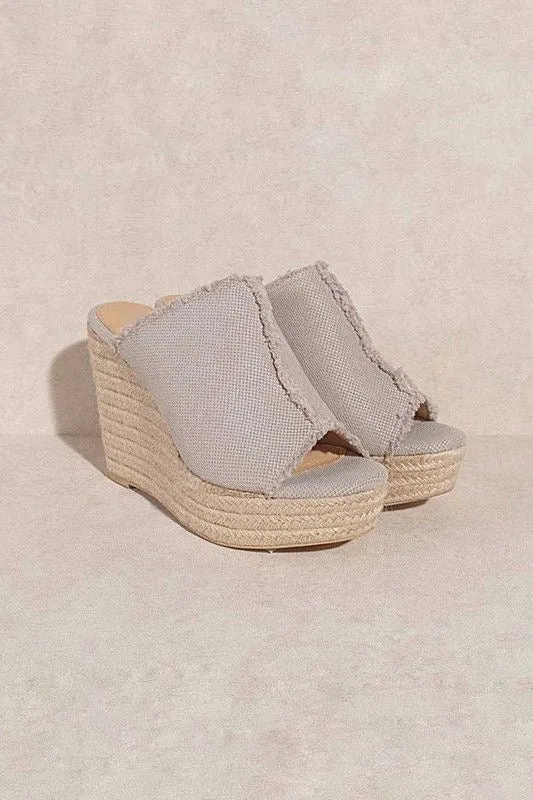 Chunky Canvas Espadrille Wedge Sandal