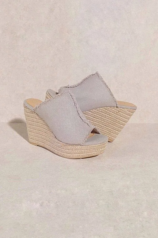 Chunky Canvas Espadrille Wedge Sandal