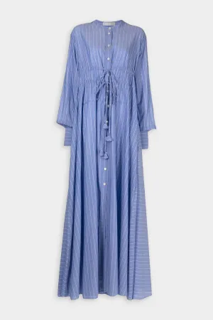 Clarity Dress in Blue Chalk Stripe Voile