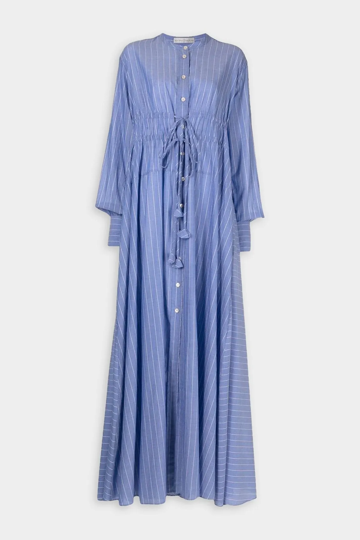 Clarity Dress in Blue Chalk Stripe Voile