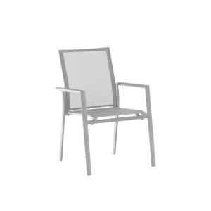 Como Outdoor Dining Chair - White Tiger PC Alu - Light Grey Quick Dry Single Layer Sling - Assembled