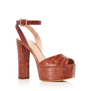 Croc-Embossed Chunky Platform Sandals