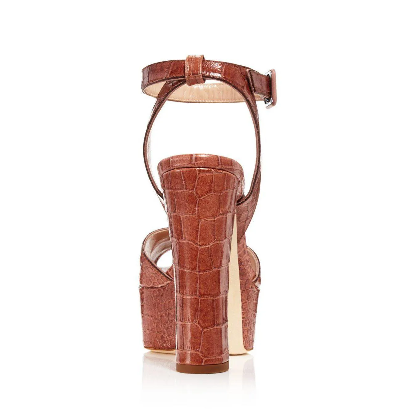 Croc-Embossed Chunky Platform Sandals