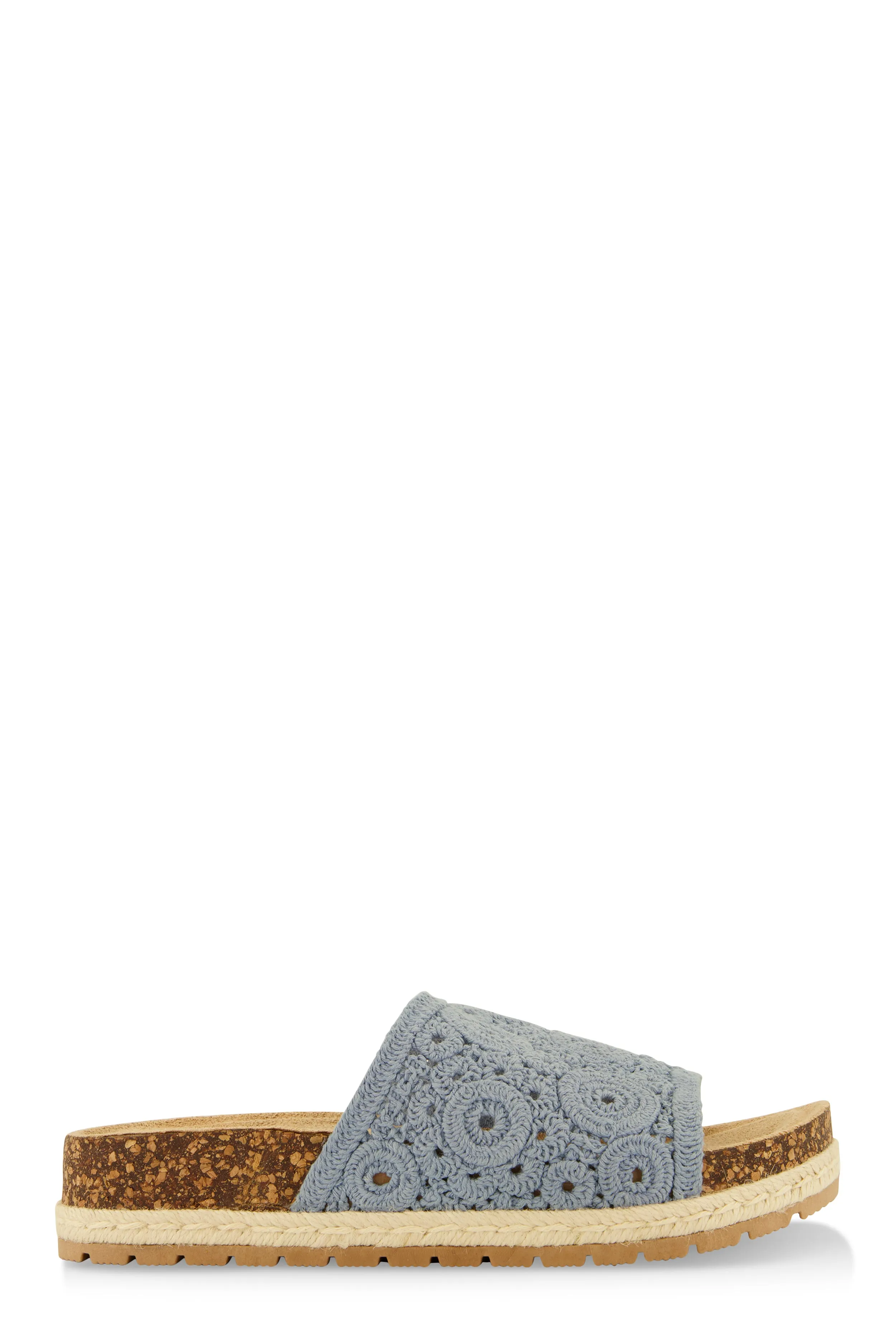 Crochet Band Low Platform Slide Sandals